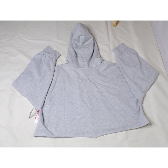 🆕 OPEN EDIT NORDSTROM Gray Hoodie Crop Sweatshirt Large - Picture 4 of 4